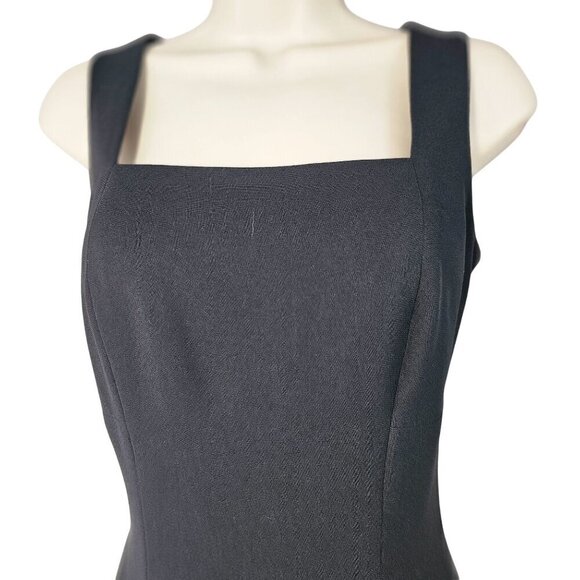 Andrea Polizzi Rex Lester 90s Black Crepe Open Back Sheath Dress Sz 8 Slvles LBD - Picture 6 of 8